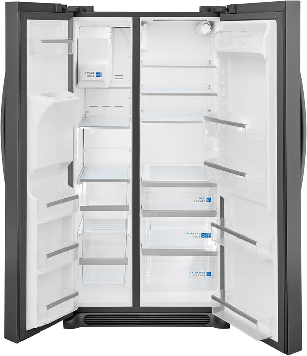 Frigidaire Gallery 25.6-cu ft Side-by-Side Refrigerator with Ice Maker ,Water and Ice Dispenser ( Fingerprint Resistant Black Stainless Steel ) ENERGY STAR Certified