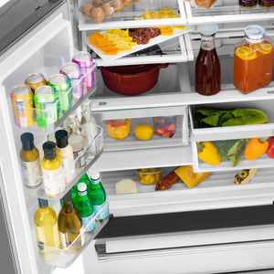 ZLINE KITCHEN & BATH Counter-Depth 21.6-cu ft 4 -Door French Door Refrigerator with Ice Maker with Ice Dispenser ( Stainless Steel with Flat Polished Gold Handle ) ENERGY STAR Certified