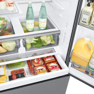 Samsung Standard-Depth Mega Capacity 30.5-cu ft 3 -Door Smart Compatible French Door Refrigerator with Ice Maker with Water and Ice Dispenser ( Fingerprint Resistant Stainless Steel ) ENERGY STAR Certified