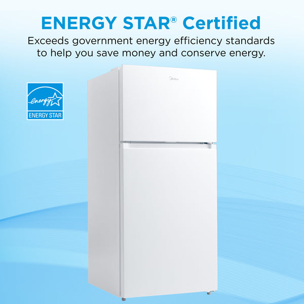Midea Fingerprint Resistant 14.2-cu ft Counter-Depth Top-Freezer Refrigerator ( White ) Garage Ready ENERGY STAR Certified