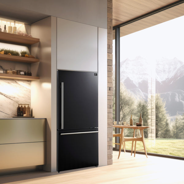 FORNO Milano Espresso 17.2-cu ft Counter-Depth Bottom-Freezer Refrigerator Black ) ENERGY STAR Certified