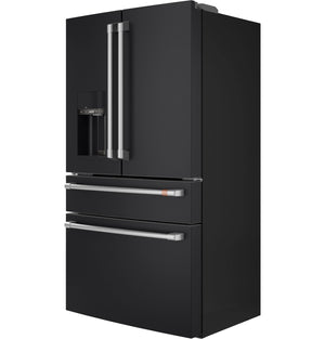 Cafe Counter-Depth 22.3-cu ft 4 -Door Smart Compatible French Door Refrigerator with Ice Maker with Water and Ice Dispenser ( Matte Black ) ENERGY STAR Certified