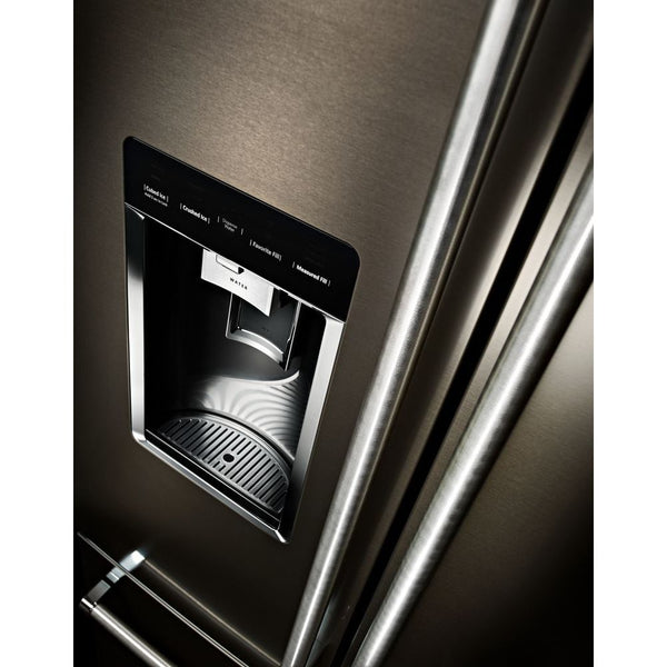 KitchenAid Counter-Depth 23.8-cu ft 3 -Door French Door Refrigerator with Ice Maker with Water and Ice Dispenser ( Black Stainless Steel with PRINTSHIELD Finish )