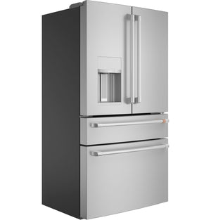 Cafe Counter-Depth 22.3-cu ft 4 -Door Smart Compatible French Door Refrigerator with Ice Maker with Water and Ice Dispenser ( Stainless Steel ) ENERGY STAR Certified
