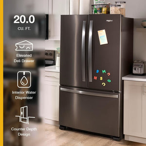 Whirlpool Counter-Depth 20-cu ft 3 -Door French Door Refrigerator with Ice Maker ( Black Stainless Steel ) ENERGY STAR Certified