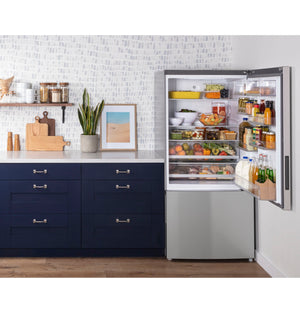 GE 17.7-cu ft Counter-Depth Bottom-Freezer Refrigerator Stainless Steel ) ENERGY STAR Certified