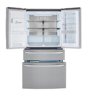 LG Counter-Depth Craft Ice 22.5-cu ft 4 -Door Smart Compatible French Door Refrigerator with Dual Ice Maker with Water and Ice Dispenser and Door within Door ( PrintProof Black Stainless Steel ) ENERGY STAR Certified