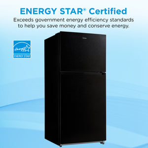 Midea Fingerprint Resistant 20.5-cu ft Top-Freezer Refrigerator ( Black ) Garage Ready ENERGY STAR Certified