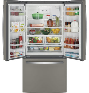 GE Counter-Depth 18.6-cu ft 3 -Door French Door Refrigerator with Ice Maker with Water Dispenser ( Slate ) ENERGY STAR Certified