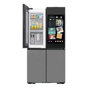 Samsung Bespoke Counter-Depth Family Hub 22.5-cu ft 4 -Door Smart Compatible French Door Refrigerator with Dual Ice Maker with Water Dispenser and Door within Door ( Stainless steel ) ENERGY STAR Certified