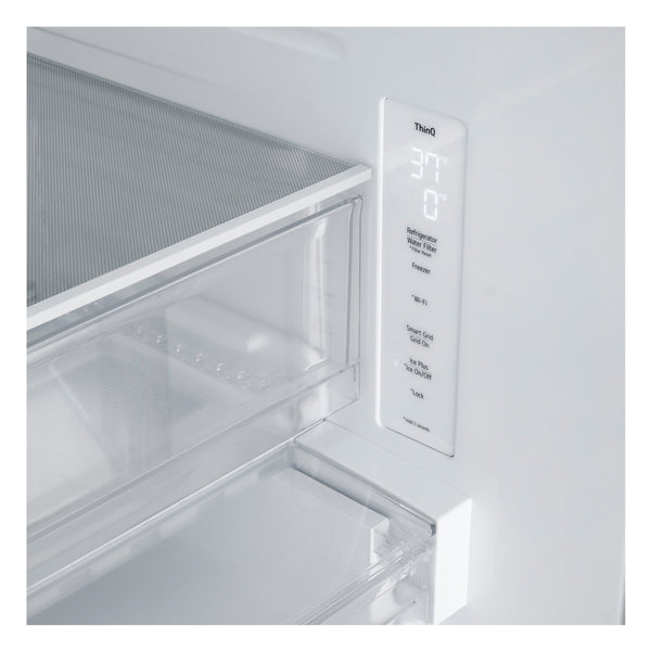 LG Standard-Depth 24.5-cu ft 3 -Door Smart Compatible French Door Refrigerator with Dual Ice Maker with Water and Ice Dispenser ( PrintProof Black Stainless Steel ) ENERGY STAR Certified