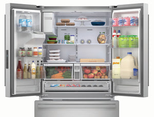Sharp Standard-Depth 28.9-cu ft 3 -Door French Door Refrigerator with Ice Maker with Water and Ice Dispenser ( Stainless Steel ) ENERGY STAR Certified