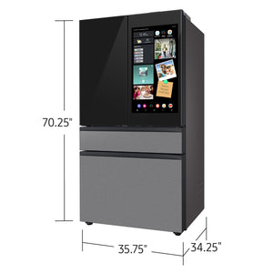 Samsung Bespoke Standard-Depth Family Hub 28.6-cu ft 4 -Door Smart Compatible French Door Refrigerator with Dual Ice Maker with Water Dispenser ( Charcoal Glass Top with Stainless Steel Bottom Panels ) ENERGY STAR Certified