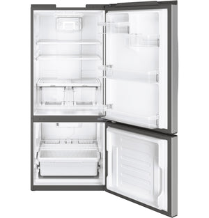 GE 20.8-cu ft Standard-Depth Bottom-Freezer Refrigerator Ice Maker Optional (sold separately) ( Stainless Steel ) ENERGY STAR Certified