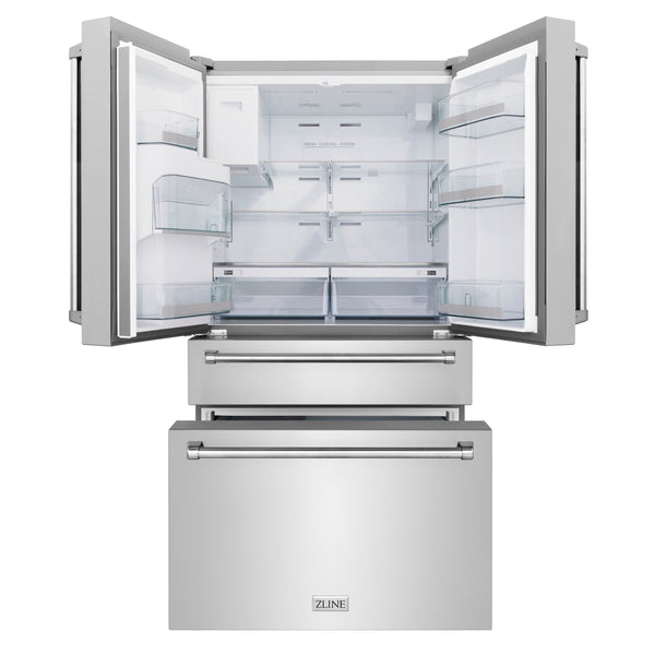 ZLINE KITCHEN & BATH Counter-Depth 21.6-cu ft 4 -Door French Door Refrigerator with Ice Maker with Water Dispenser ( Fingerprint Resistant Stainless Steel ) ENERGY STAR Certified