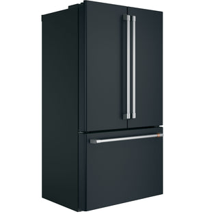 Cafe Counter-Depth 23.1-cu ft 3 -Door Smart Compatible French Door Refrigerator with Ice Maker with Water Dispenser ( Matte Black ) ENERGY STAR Certified