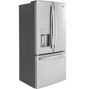 GE Counter-Depth 17.5-cu ft 3 -Door French Door Refrigerator with Ice Maker with Water and Ice Dispenser ( Stainless Steel ) ENERGY STAR Certified