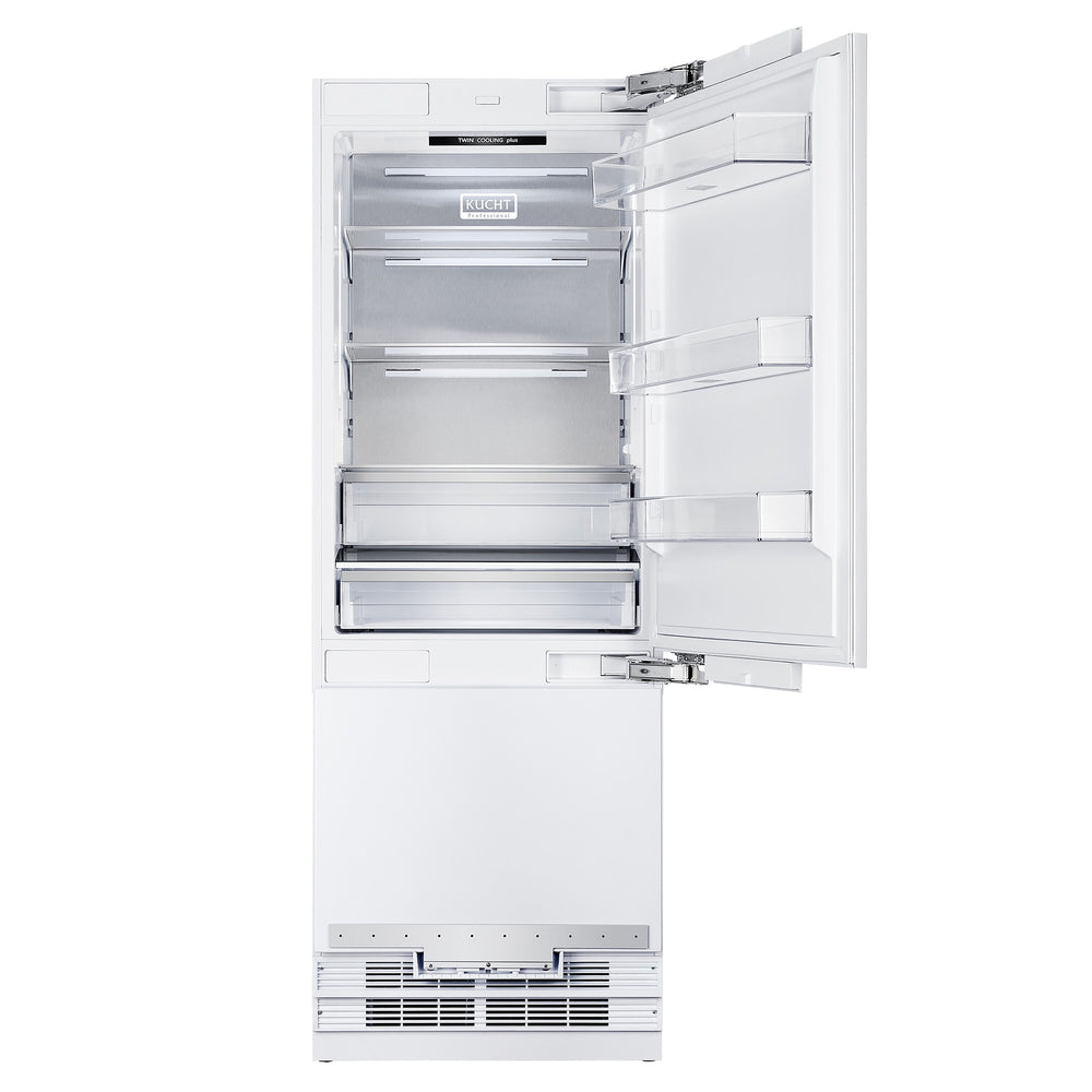 Kucht 16-cu ft Counter-Depth Built-In Bottom-Freezer Refrigerator with Ice Maker ( White ) ENERGY STAR Certified