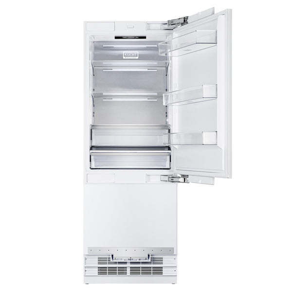 Kucht 16-cu ft Counter-Depth Built-In Bottom-Freezer Refrigerator with Ice Maker ( White ) ENERGY STAR Certified