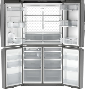 GE Profile Counter-Depth 22.9-cu ft 4 -Door Smart Compatible French Door Refrigerator with Ice Maker with Water Dispenser and Door within Door ( Stainless Steel ) ENERGY STAR Certified