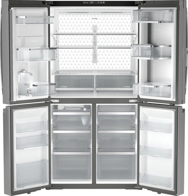 GE Profile Counter-Depth 22.9-cu ft 4 -Door Smart Compatible French Door Refrigerator with Ice Maker with Water Dispenser and Door within Door ( Stainless Steel ) ENERGY STAR Certified