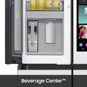 Samsung Bespoke Standard-Depth Family Hub 28.6-cu ft 4 -Door Smart Compatible French Door Refrigerator with Dual Ice Maker with Water Dispenser and Door within Door ( White Glass ) ENERGY STAR Certified