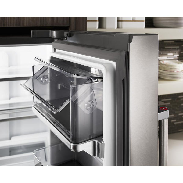 KitchenAid Counter-Depth 23.8-cu ft 3 -Door French Door Refrigerator with Ice Maker with Water and Ice Dispenser ( Black Stainless Steel with PRINTSHIELD Finish )