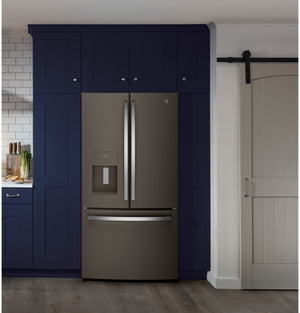 GE Standard-Depth 25.6-cu ft 3 -Door French Door Refrigerator with Ice Maker with Water and Ice Dispenser ( Slate ) ENERGY STAR Certified