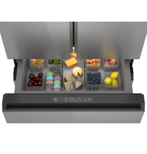 Cafe Standard-Depth 28.7-cu ft 4 -Door Smart Compatible French Door Refrigerator with Ice Maker with Water Dispenser ( Platinum Glass ) ENERGY STAR Certified