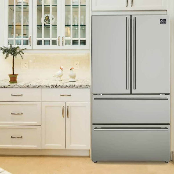 FORNO Counter-Depth Moena 19.2-cu ft 4 -Door French Door Refrigerator with Ice Maker with Ice Dispenser ( Stainless steel )