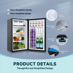SIMZLIFE 3.2-cu ft Mini Fridge with Freezer ( Black ) Garage Ready