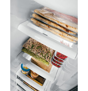 GE 21.9-cu ft Counter-Depth Side-by-Side Refrigerator with Ice Maker ,Water and Ice Dispenser ( White )