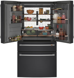 Cafe Counter-Depth 22.3-cu ft 4 -Door Smart Compatible French Door Refrigerator with Ice Maker with Water and Ice Dispenser ( Matte Black ) ENERGY STAR Certified