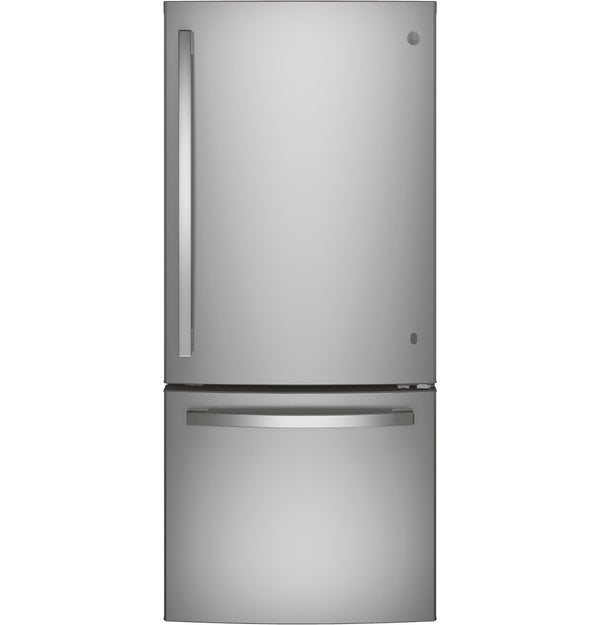 GE 20.8-cu ft Standard-Depth Bottom-Freezer Refrigerator Ice Maker Optional (sold separately) ( Stainless Steel ) ENERGY STAR Certified
