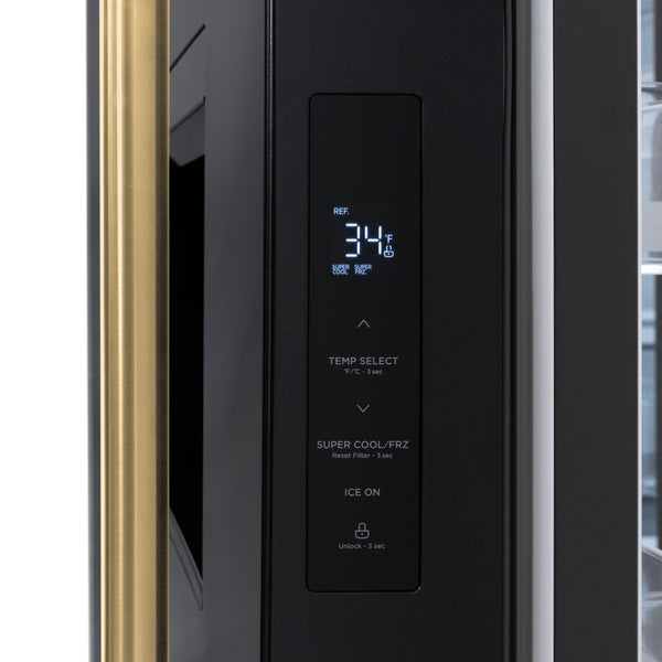 ZLINE KITCHEN & BATH Standard-Depth 28.9-cu ft 3 -Door French Door Refrigerator with Ice Maker with Water and Ice Dispenser ( Black Stainless Steel with Polished Gold Handle ) ENERGY STAR Certified
