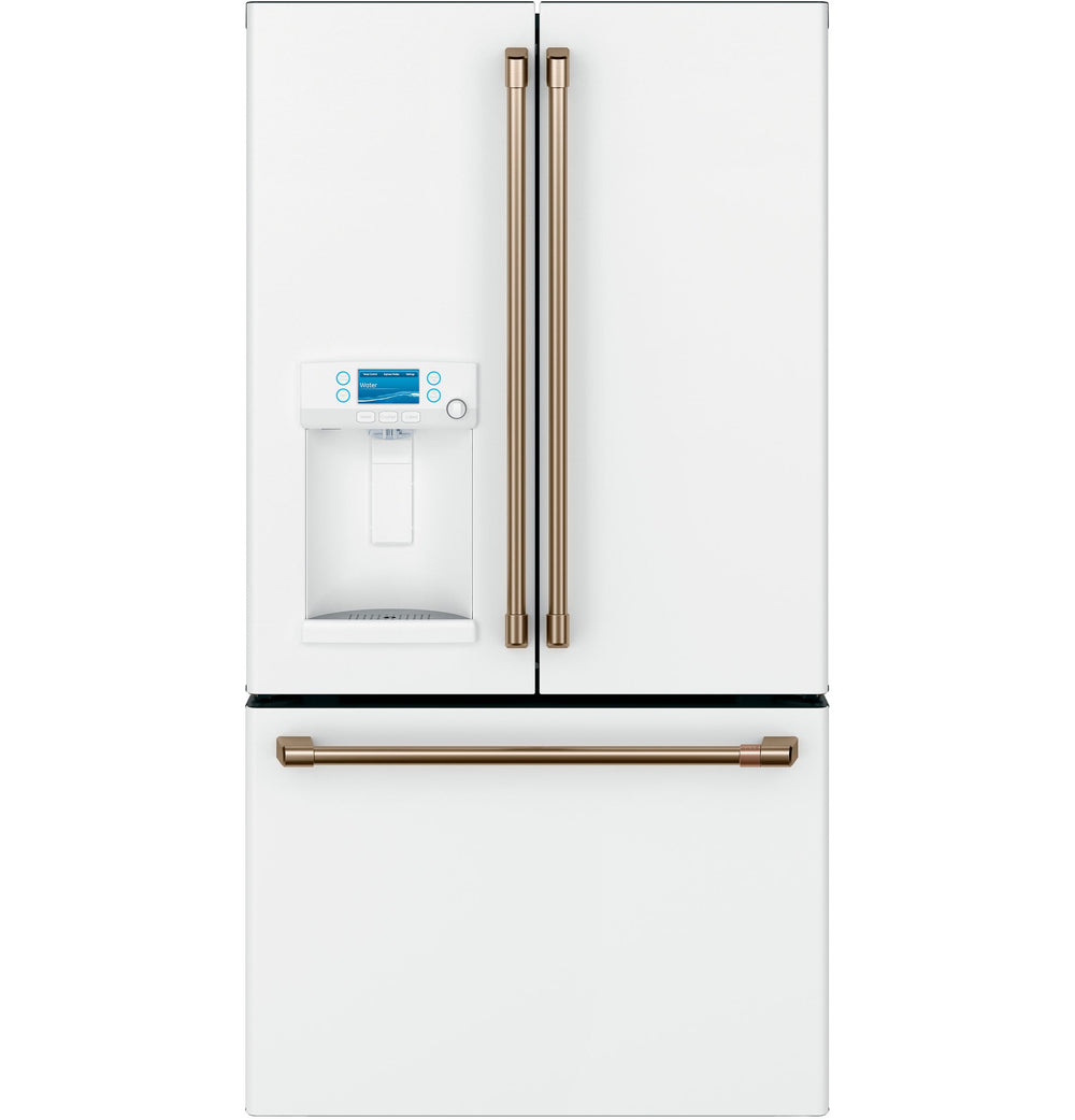 Cafe Counter-Depth 22.2-cu ft 3 -Door Smart Compatible French Door Refrigerator with Ice Maker with Water and Ice Dispenser ( Matte White ) ENERGY STAR Certified