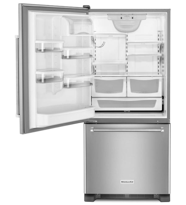KitchenAid 18.67-cu ft Standard-Depth Bottom-Freezer Refrigerator Ice Maker Optional (sold separately) ( Stainless steel )