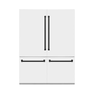 ZLINE KITCHEN & BATH Counter-Depth 32.2-cu ft 4 -Door Built-In French Door Refrigerator with Ice Maker with Water Dispenser ( Stainless Steel with White Matte Panels and Matte Black accent Handles ) ENERGY STAR Certified
