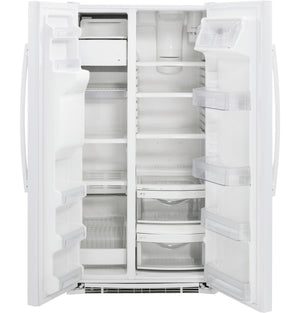 GE 21.9-cu ft Counter-Depth Side-by-Side Refrigerator with Ice Maker ,Water and Ice Dispenser ( White )