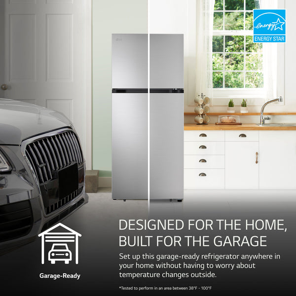 LG 17.5-cu ft Top-Freezer Refrigerator ( PrintProof Stainless Steel ) Garage Ready ENERGY STAR Certified