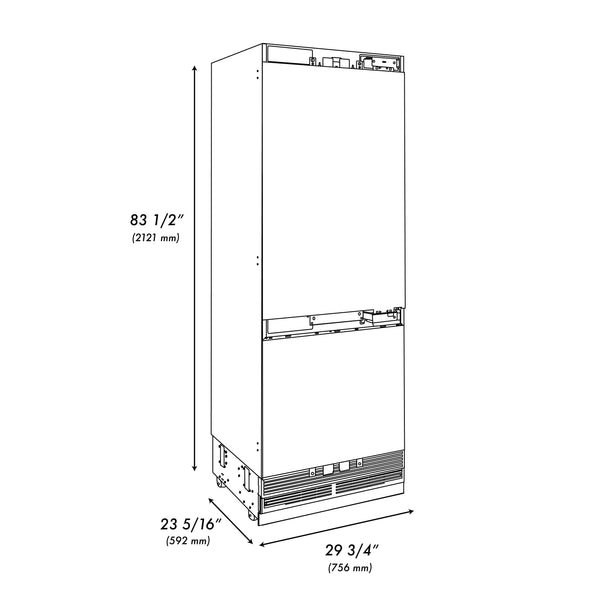 ZLINE KITCHEN & BATH Built-In 16.1-cu ft Counter-Depth Built-In Bottom-Freezer Refrigerator with Ice Maker ( Custom Panel-Ready ) ENERGY STAR Certified