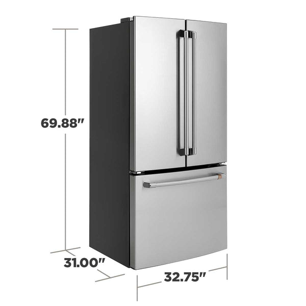 Cafe Counter-Depth 18.6-cu ft 3 -Door French Door Refrigerator with Ice Maker with Water Dispenser ( Stainless Steel ) ENERGY STAR Certified