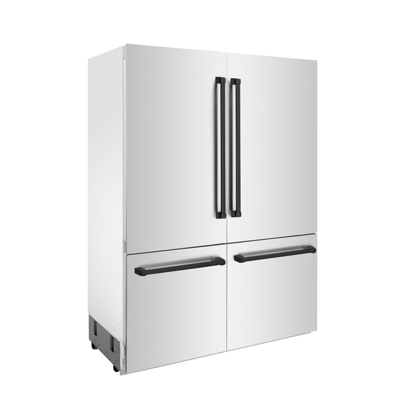 ZLINE KITCHEN & BATH Counter-Depth Autograph Edition 32.2-cu ft 4 -Door Built-In French Door Refrigerator with Dual Ice Maker with Water Dispenser ( Stainless Steel with Matte Black Handles ) ENERGY STAR Certified