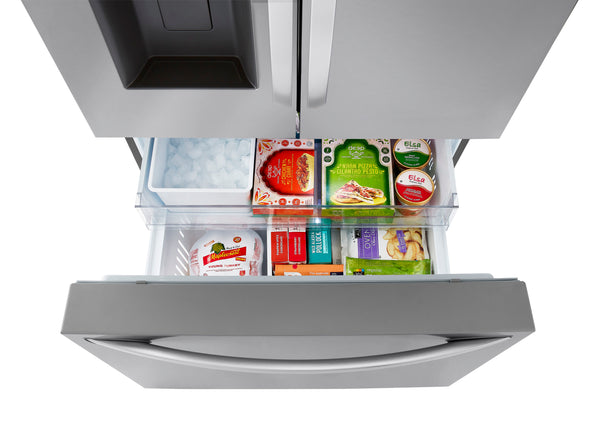 LG Counter-Depth MAX 25.5-cu ft 3 -Door Smart Compatible French Door Refrigerator with Dual Ice Maker with Water and Ice Dispenser ( PrintProof Stainless Steel ) ENERGY STAR Certified