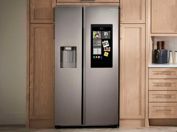 Samsung Family Hub 21.5-cu ft Counter-Depth Side-by-Side Refrigerator Smart Compatible with Ice Maker ,Water and Ice Dispenser ( Fingerprint Resistant Stainless Steel ) ENERGY STAR Certified