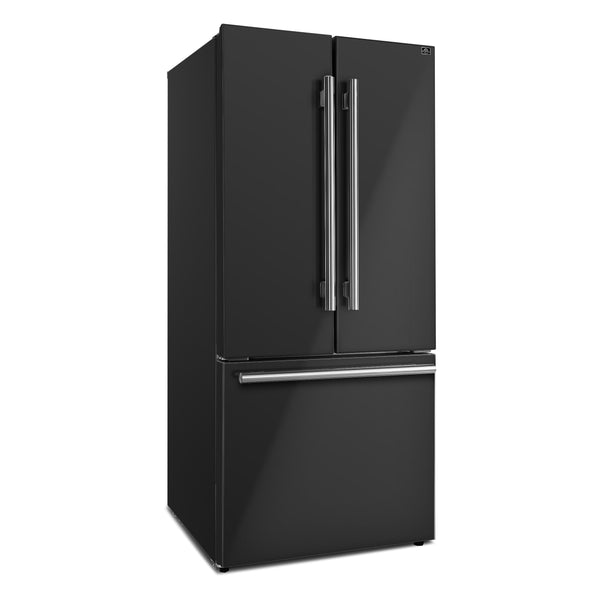 FORNO Counter-Depth Espresso Gallipoli 17.5-cu ft 3 -Door French Door Refrigerator with Ice Maker with Ice Dispenser ( Black ) ENERGY STAR Certified