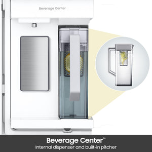 Samsung Bespoke Counter-Depth Inner Beverage Center 22.9-cu ft 4 -Door Smart Compatible French Door Refrigerator with Ice Maker with Water Dispenser ( Stainless Steel ) ENERGY STAR Certified