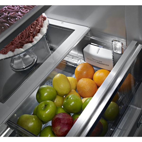 KitchenAid Standard-Depth 24.2-cu ft 3 -Door Built-In French Door Refrigerator with Ice Maker ( Black Stainless with PRINTSHIELD ) ENERGY STAR Certified