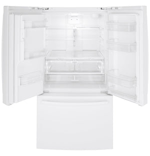 GE Standard-Depth 25.6-cu ft 3 -Door French Door Refrigerator with Ice Maker with Water and Ice Dispenser ( White ) ENERGY STAR Certified