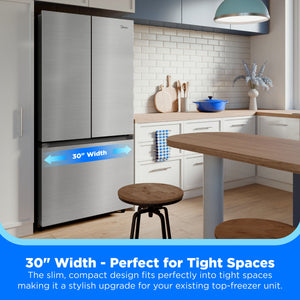 Midea Standard-Depth 18.4-cu ft 3 -Door French Door Refrigerator Optional (sold separately) ( Stainless Steel ) ENERGY STAR Certified